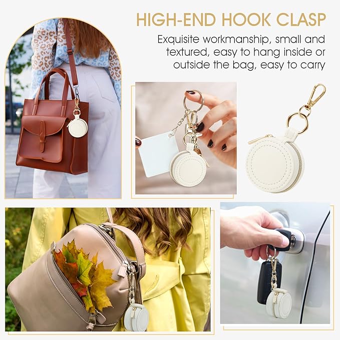 Portable Ring Keychain Holder for Gym and Travel - White Jewelry Holder for Sports Bag, Compact Ring Earring Necklace Storage Case