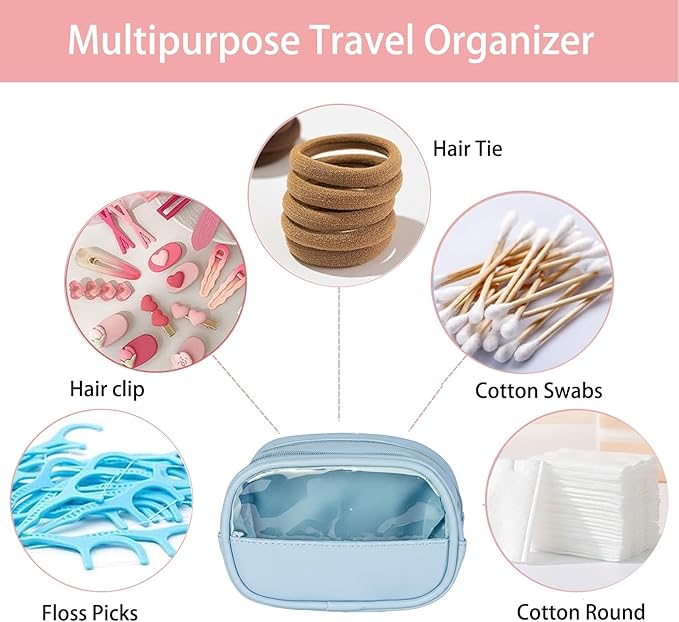Portable Cotton Round Swab Organizer Case,2 in 1 Travel Cotton Pad Qtip Holder,Portable Storage Case for Floss Picks,Hair Tie Organizer,Bathroom Storage Organizer Qtip Dispenser Swabs Dispenser