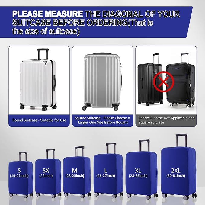 Travel Luggage Cover - Scratch-Resistant Fit 19-31 Inch, Blue, L(26-27 inch)