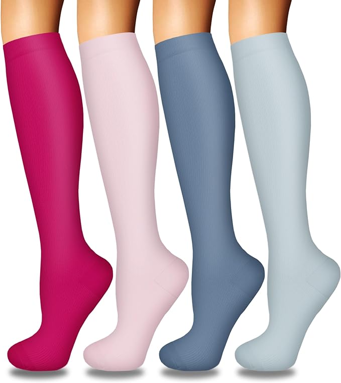 4 Pairs Compression Socks for Women Circulation-Best Support for Nurses,Running,Athletic,Travel