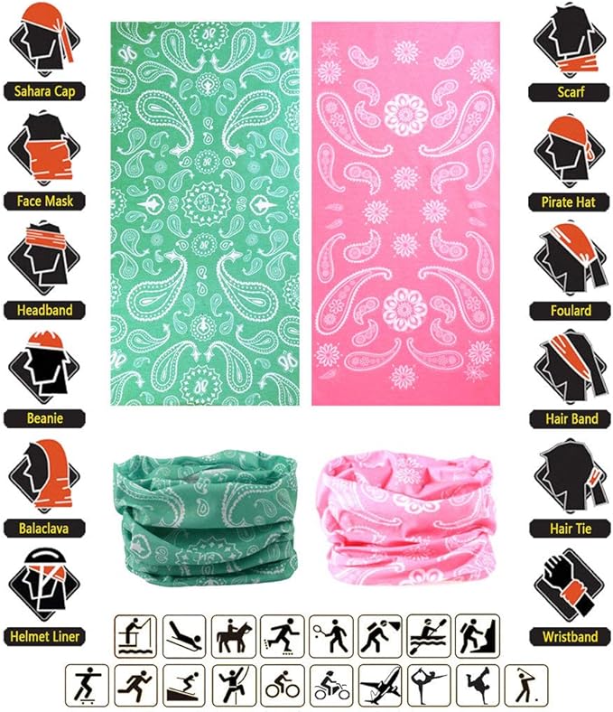 VANCROWN Headband Neck Gaiter Head Wrap Headwear Face Mask Magic Scarf Bandana for Men and Women