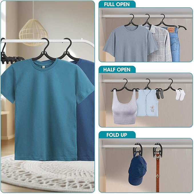 36 Pcs Travel Hangers Portable Foldable Travel Hanger Organizer, Plastic Cruise Ship Essentials 2026 Clothes Folding Hangers for Camping Flying RV Europe Vacation Essentials Suitcase, Night Black