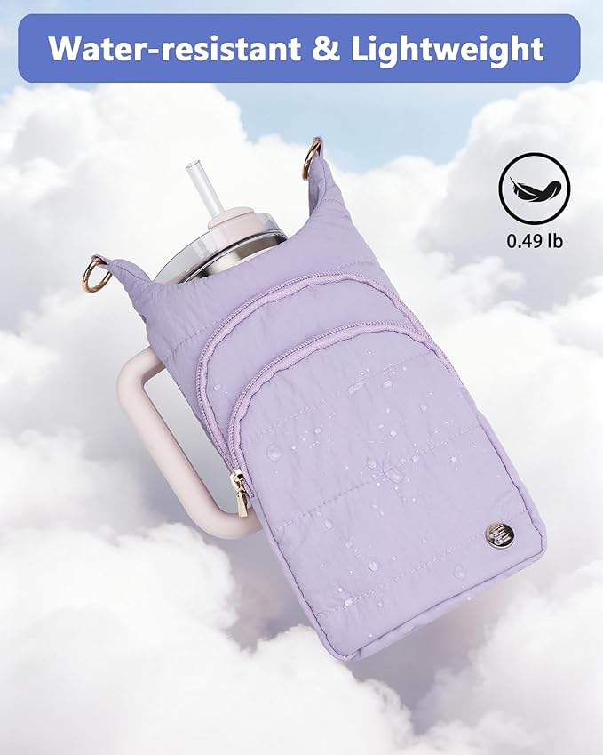 Water Bottle Holder with Strap for 30/32 oz, Crossbody Water Bottle Carrier Bag with RFID Blocking Phone Pocket