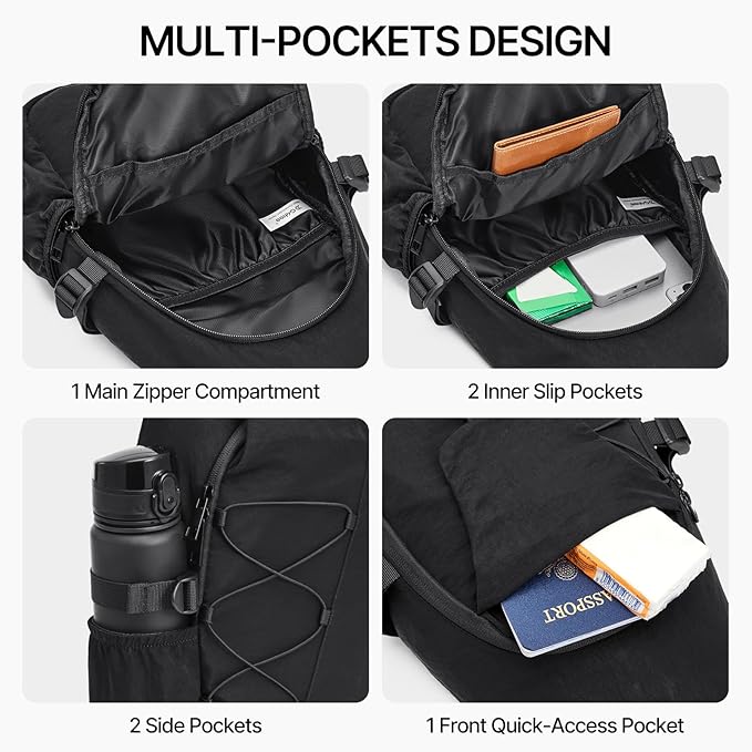 G4Free Sling Bag for Men Women, RFID Blocking Crossbody Bags, Hiking Daypacks Small Sling Backpack Chest Shoulder Bag Travel - Black