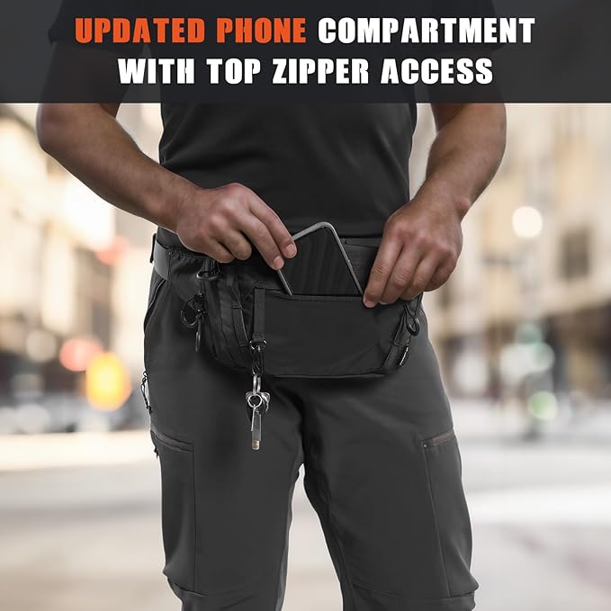 Tactical CCW Fanny Bag, Concealed Carry Fanny Pack w/Adjustable Waist Belt Tactical Waist Bag Handgun Pouch with Universal Pistol Holster, Everyday Hip Pack for Men Travel Outdoor (Black)