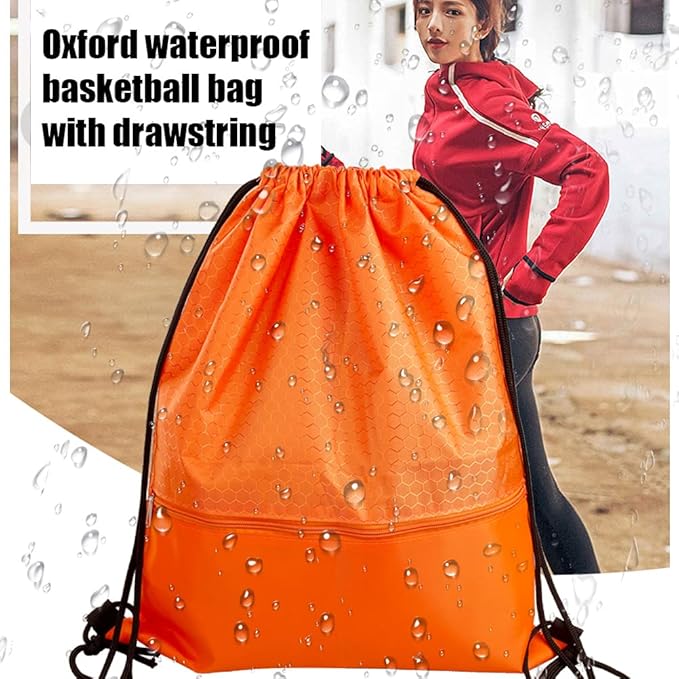 Drawstring Backpack Bag, Waterproof Draw String Back Sack with Zip Pocket, Gym Drawstring Bags Swim Bag for Men Women