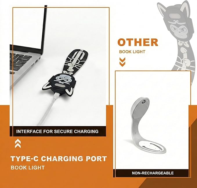 Rechargeable Kids Book Light, Cute Bookmark Reading Light for Kids, Dimmable Portable LED Book Light for Reading in Bed, Eye-Caring Bedtime Reading Lamp for Children & Travel, Monkey