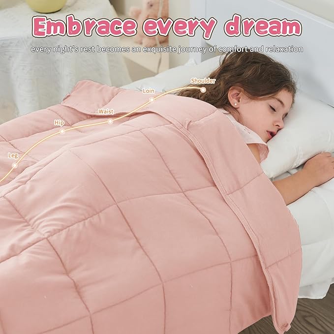 Pink Weighted Blanket Kids 3lbs, 36"x48", Cooling Heavy Throw Blanket for 20-40lbs, Microfiber Soft Thick Big Blankets Weighted Comforter Breathable Gift