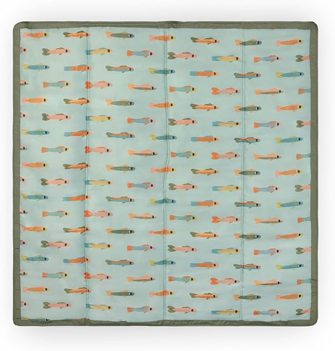 Little Unicorn 5'x7' Outdoor Family Picnic & Beach Blanket | Durable & Water-Resistant Fabric | Compact Fold & Easily Wipes Clean | Zipper Pocket (Minnow Pond)