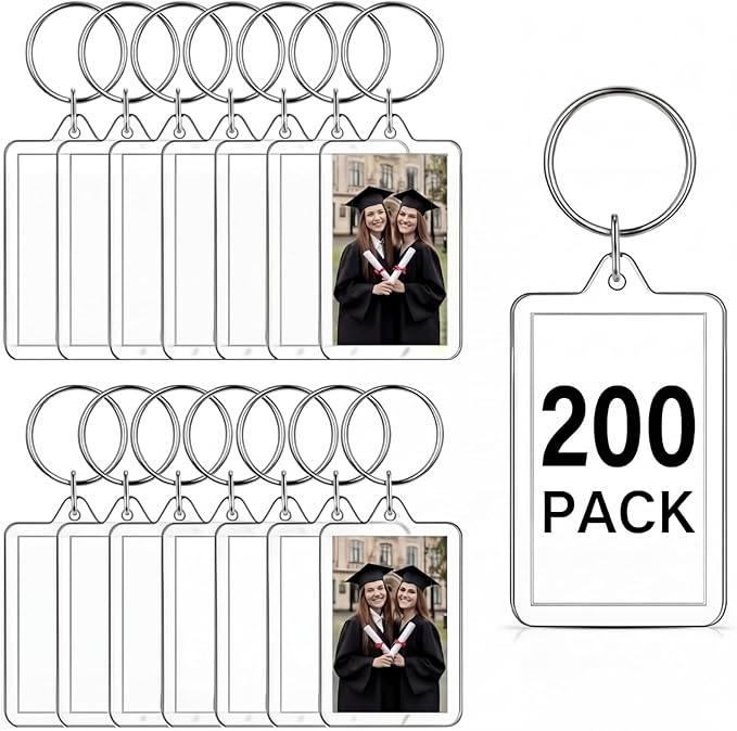 Yaomiao Acrylic Photo Frame Keychain Holder Photo Picture Insert Blank Keyring for DIY Craft