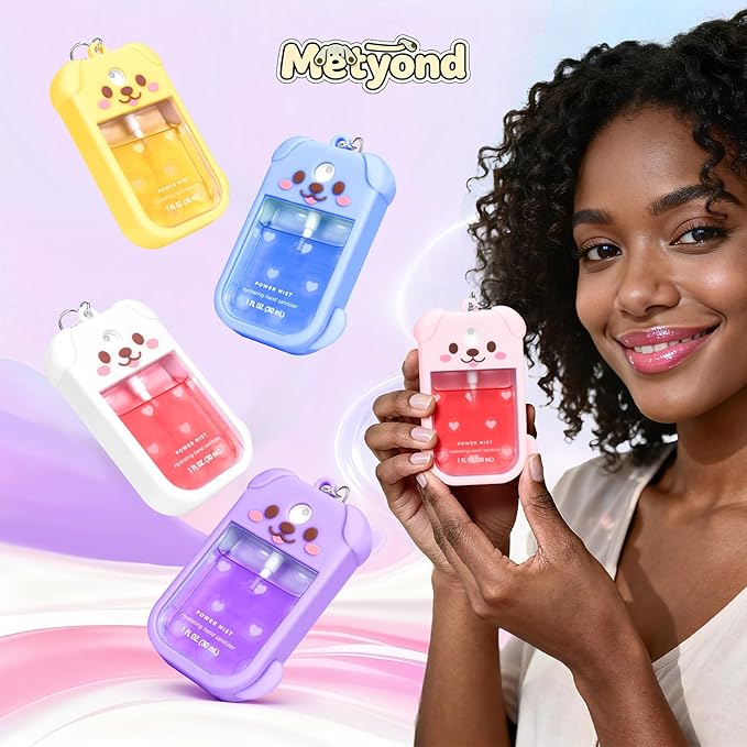 Metyond Dog Silicone Case for Touchland Hand Sanitizer Spray Power Mist 1 FL OZ/30ML for Touchland Case with Keychain, with Cute Charms Accessory Cute Travel Case (1PCS Yellow)