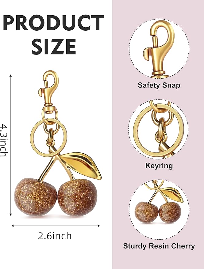 OVRUNS Cherry Bag Charm Cute Cherry Accessories Sparkling Purse Charms for Women