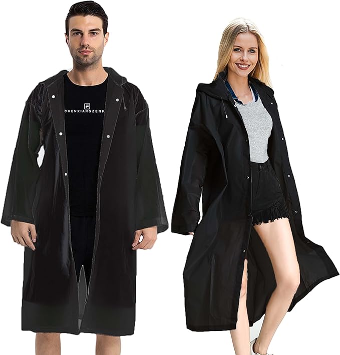 COOY Rain Coats (2 Pack) - Reusable EVA Rain Ponchos For Adults Rain Jackets Raincoats For Men Women