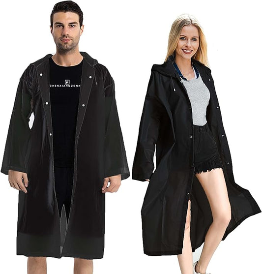 COOY Rain Coats (2 Pack) - Reusable EVA Rain Ponchos For Adults Rain Jackets Raincoats For Men Women