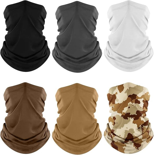 Fuinloth Neck Gaiter, 6 Pack Cooling UV Protection Bandana Face Mask Gator Scarf for Men Women