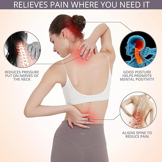 JMPOSE Posture Corrector for Back Support: Adjustable Shoulder Posture Brace for Men and Women (Beige, Large/X-Large)