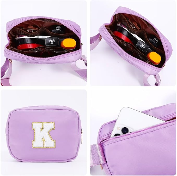 YOOLIFE Teacher Appreciation Gifts for Women - Gifts for Teacher, Teacher Retirement Gifts for Women Teacher Bag Teacher Gifts from Students, Initial Crossbody Bag Belt Bag T, Purple