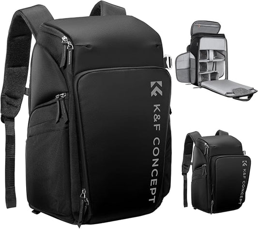 K&F CONCEPT Professional Camera Backpack, Large Photography Backpack Expandable to 25L, Quick Access&Water Resistant Camera bags with Rain Cover&Tripod Holder for Canon/Nikon/Sony/DJI/DSLR Mirrorless