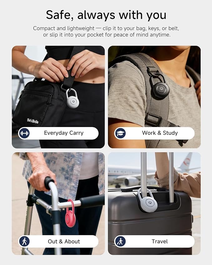 HOU 130dB Personal Alarms for Women – USB-C Rechargeable Self Defense Alarm Keychain with Strobe Light – Loud Personal Safety Alarm for Students & Jogging – Safe for Seniors, White