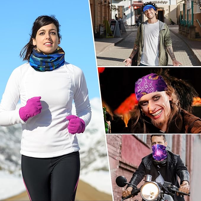 Tarpop 12/30 Pcs Neck Gaiters Scarf Elastic Wrap Headband Sweat Absorbing Bandana for Women Men Sports Yoga Running
