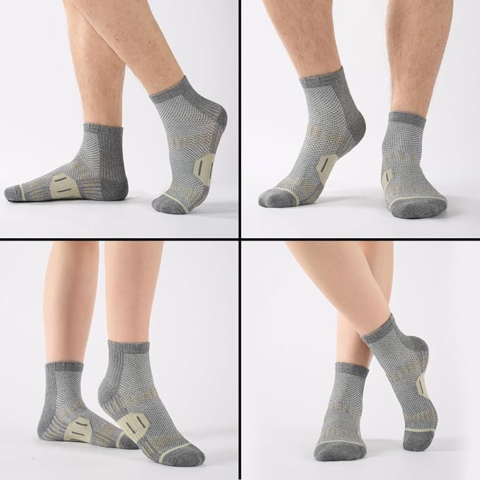 Copper Ankle Compression Socks for Men and Women(6 pairs), Breathable Arch Support Short Running Socks