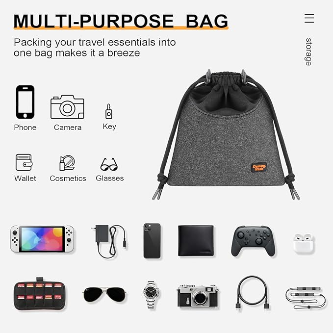 Lightweight Headphone Storage Bag, Portable Headset Carrying Pouch Headphone Case Bag Soft Travel Pouch for Over-Ear Headphones/Gaming Headsets/Neckband Earbuds (Small Grey)