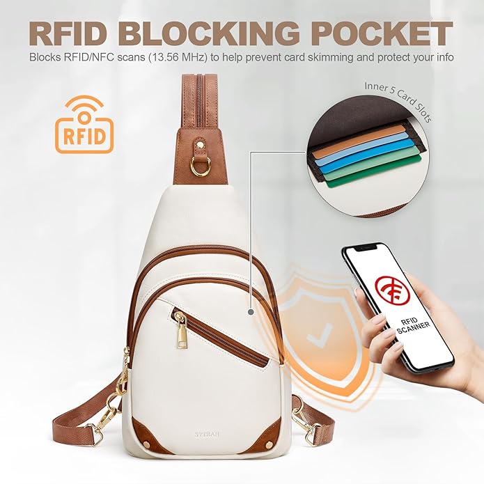 SYTRAH Anti Theft Sling Bag for Women, RFID Crossbody Purses Convertible Sling Backpack, Cross Body Purse Chest Bag