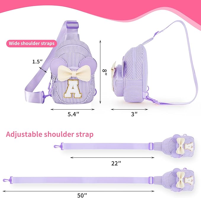 Girl's Initial Crossbody Sling Bag, Small Toddler Fanny Pack For Girl Kid, Girls Purses For Birthday Gifts For 3 4 5 6 7 8 Years Old