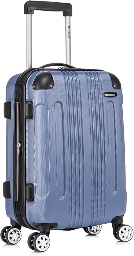 Rockland London Hardside 2 Piece Spinner Wheel Luggage Set, Carry-On 20" and Tote 14", Blue