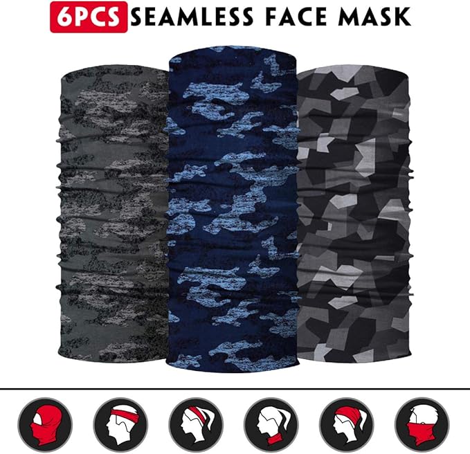 Neck Gaiter for Men Women Headwear Bandana Head Wrap Face Scarf Mask Cover Warmer Balaclava-Seamless & Versatile