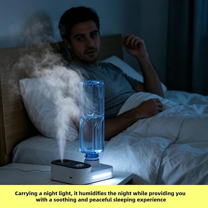 Portable Desk Nano Humidifier for Travel with Auto Shut-Off Nightlight USB Rechargeable Large Spray Quiet 23dB for Home Office Car Hotel Plant Bedroom