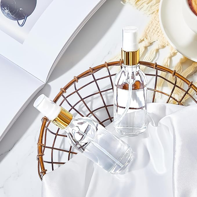 Tessco for you 20 Pcs 2 oz/60 ml Glass Spray Bottles Empty Perfume Atomizer Refillable Clear Decorative Empty Bottles with Fine Mist Sprayer Pump for Face Body Travel(Clear)