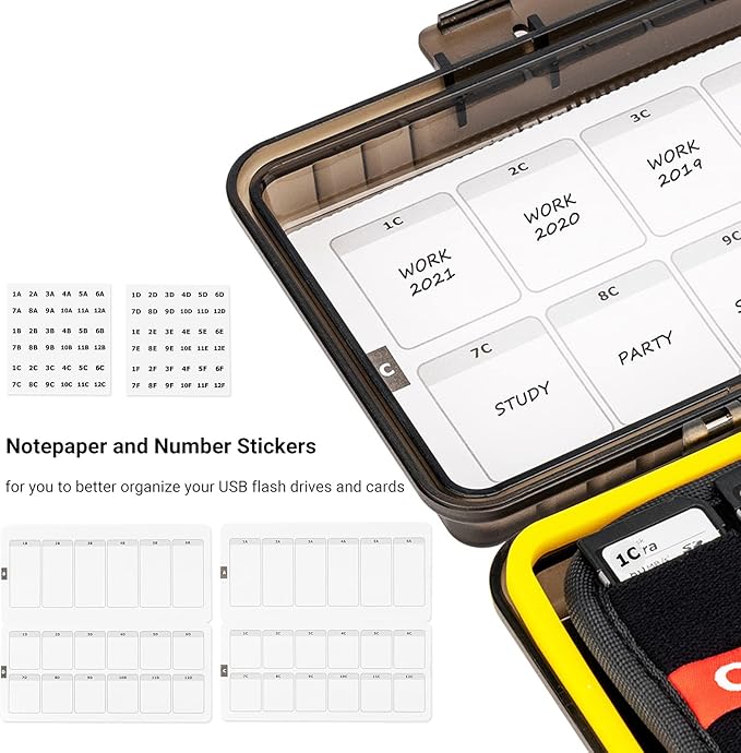 USB Flash Drive Case with Labels, Thumb Drive Holder Organizer, Shockproof Water-Resistant, SD Card/NS/PSV/CFexpress Type A Card Case