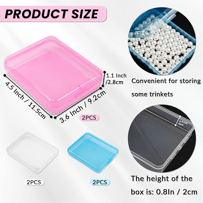 6 Pcs Mini Transparent Plastic Storage Containers Box Portable Travel Cotton Pad Holder Small Cosmetic Pad Cotton Ball Holder Dispenser for Cotton Rounds, Swabs, Floss (3 Colors)