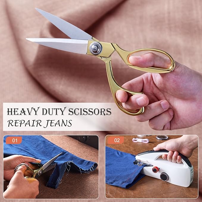 Handheld Sewing Machine Heavy Duty, with Blue Leather Storage Case and 110-Piece Sewing Kit, Mini Portable, Ideal for Adults & Beginners, Complete Set of Quick Home Clothing Repair Tools, Good Gift