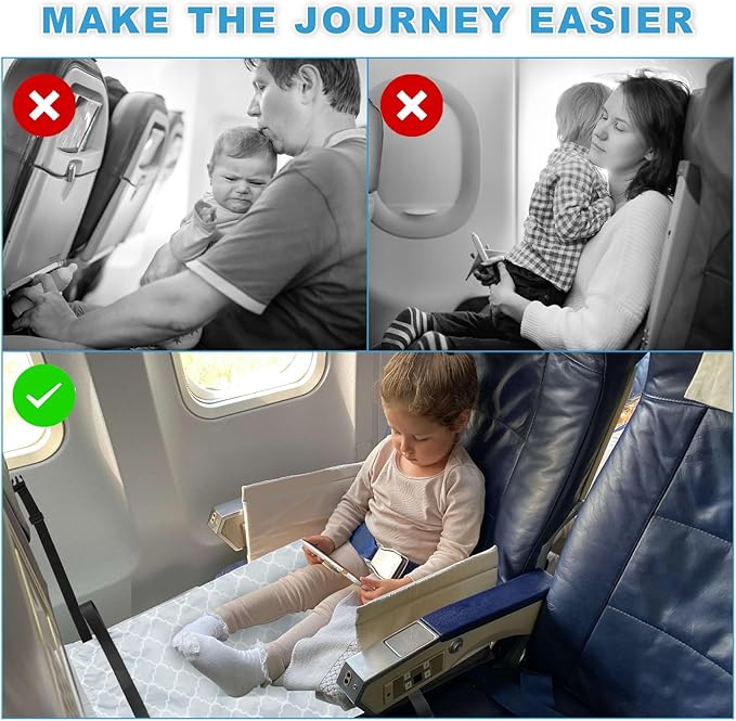 US Toddler Airplane Seat Extender Comfortable Toddler Airplane Footrest Lightweight Portable Toddler Airplane Bed Easy to Use Kids Airplane Travel Essentials with Storage Bag 30×18in for Kids Toddler