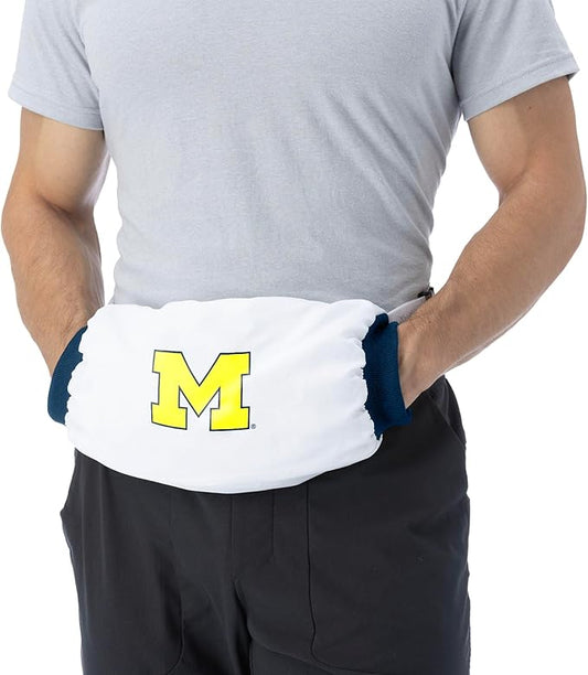 Northwest NCAA Michigan Wolverines Hand Warmer with Adjustable Waist Strap, Officially Licensed Cold Weather Hand Muff for College Sports, Outdoor Sports, Insulated Pocket, Polyester, 7 x 15 in