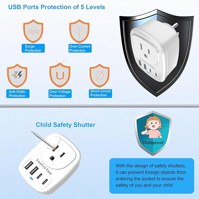 Outlet with USB Ports Cruise Approved Power Strip Wall Outlet Extender Splitter, USB Outlet Plug 2 Pack for Dorm School Office Home Cruise Essentials