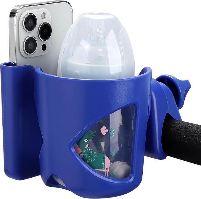 Accmor Stroller Cup Holder with Phone Holder, Universal Cup Holder for Walker Wheelchair Bike, 360° Rotatable Stroller Cup Holder Attachment Accessories for Walker, Wheelchair, Scooter