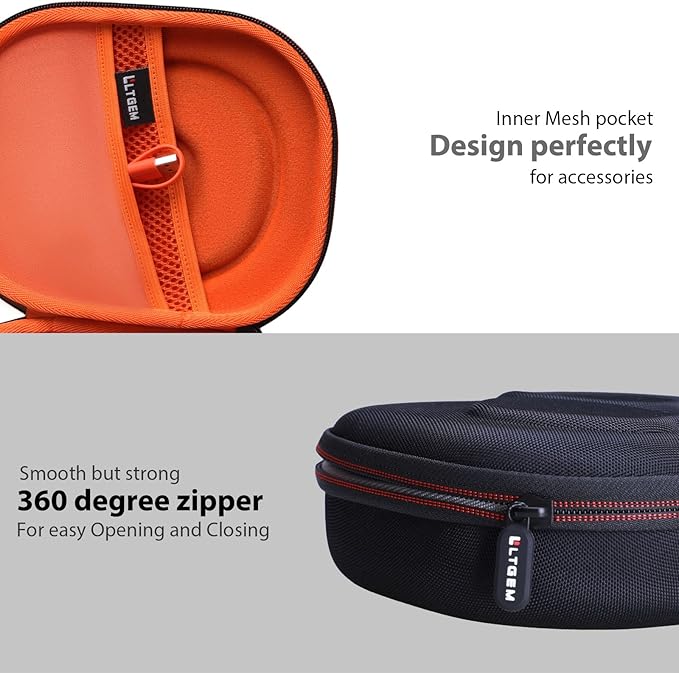 LTGEM Case Compatible with JBL Tune 770NC / 510BT / 720BT / 520BT / 520C / 670NC, for JBL Live 770NC / 670NC / 680NC / 780NC Headphones, Black+Orange