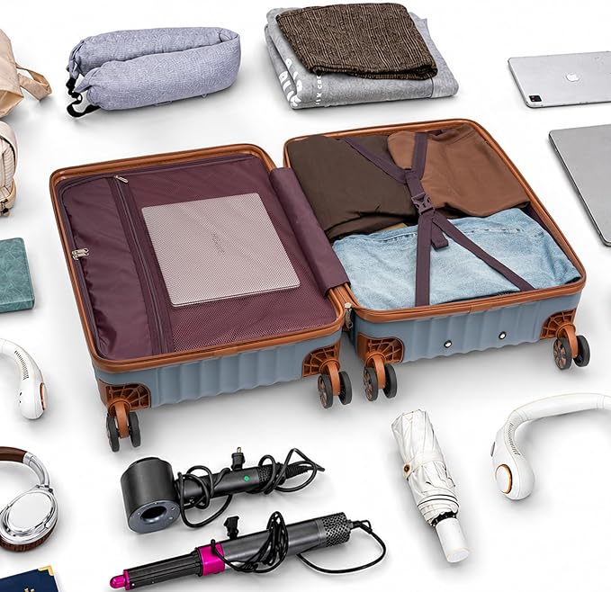 Cosbarn Luggage Sets 5 Piece with TSA Lock Spinner Wheels, Unisex Hard Case ABS Suitcase Set, Hardshell Lightweight Waterproof Travel Hardside Suitcases with Wheels for Women Men, Sky Blue