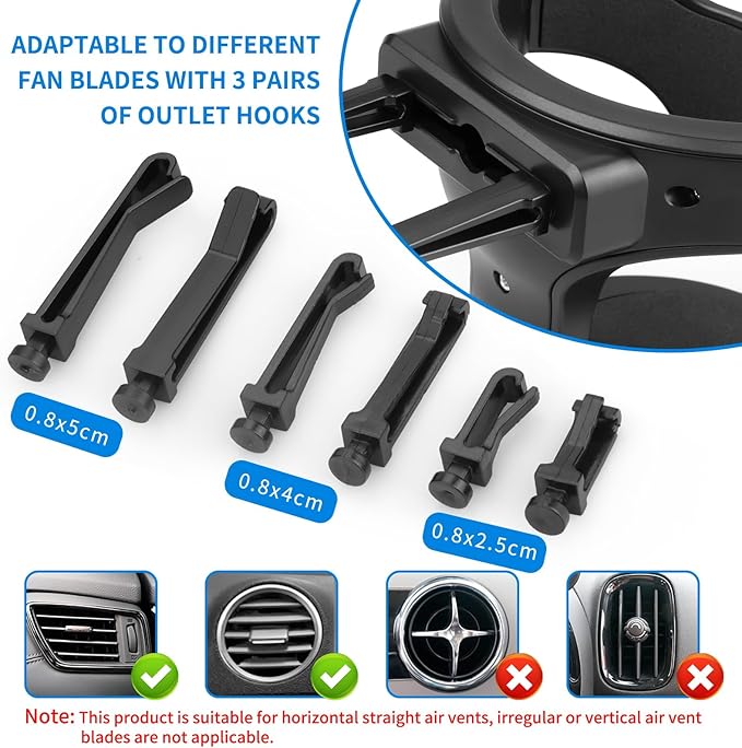 QIIYCCE Cup Holder for Car, Cup Holder Expander for Car Air Vents, Car Ashtray Holder, Suitable for Cars and Trucks with Horizontal Blade Vents (2PCS)
