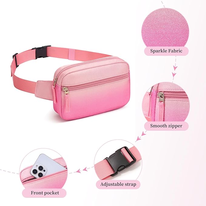Fanny Pack Birthday Graduation Gifts for 7 8 9 10 11 12 13 Year Old Teen Girls Her Kids, Preppy Cute Trendy Stuff Colorblock Crossbody Bag Adjustable Belt Bags for Travel Essentials