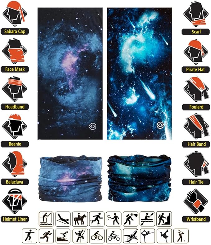 VANCROWN Headband Neck Gaiter Head Wrap Headwear Face Mask Magic Scarf Bandana for Men and Women