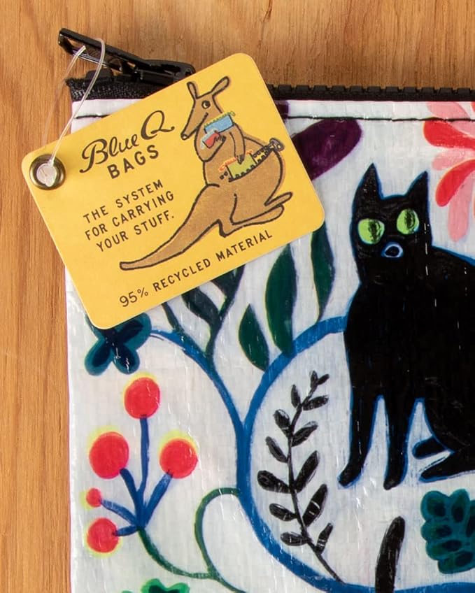 Blue Q Zipper Pouch, Made from 95% Recycled Material, 7.25" h x 9.5" w, Colorful Chunky Zipper