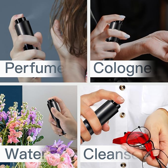 Cologne Travel Bottle 20ml - Large Size Perfume Atomizer Refillable for Men - Pocket Empty Fragrance Sprayer for Refill - 0.67oz Portable Twist Spray Sample Container for Purse Black 2PCS