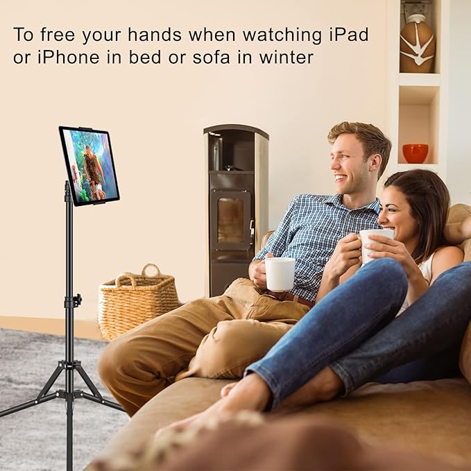 SAMHOUSING Ipad Tripod Stand, with 65 inch Height Adjustable iPad Stand Holder & iPad Floor Stand with 360° Rotating iPad Tripod Mount for iPad Pro, iPhone, Kindle, and All 4.5-12.9 Inch Tablets