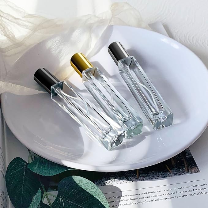 Lil Ray 10ml Perfume Atomizer for Men & Women. Refillable Glass Spray Bottle. Portable Fragrance Bottle for Travel,Party (6PCS,Gold)