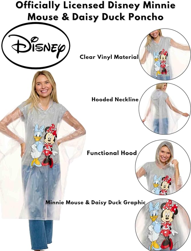Disney Minnie Mouse Mickey Mouse Pluto Daisy Duck Rain Poncho Hoodie Unisex Adult
