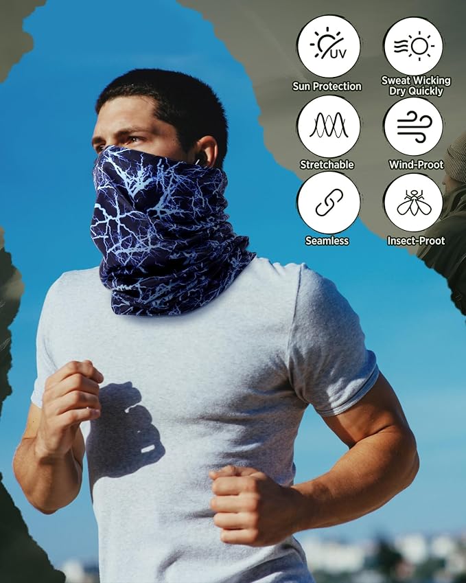 Cuffbow 12 Pack Neck Gaiters Face Mask Balaclava for Men Women Cooling Neck Gaiter Summer UV Protection Scarf